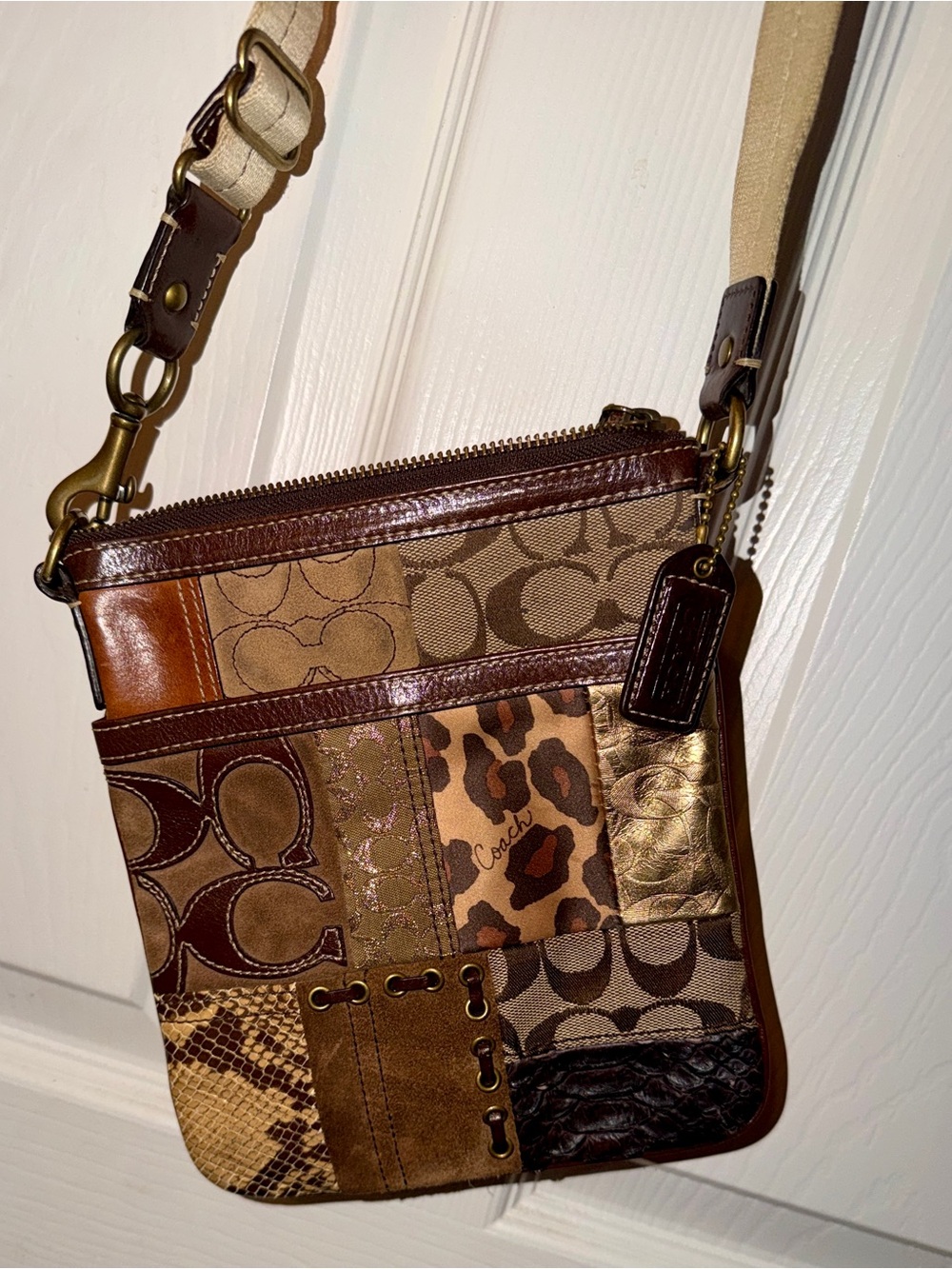 Authentic Coach Patchwork Leather Suede Crossbody Bag 40915 COA